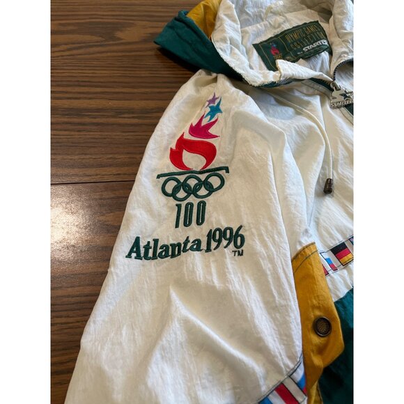 Olympic Games Collection by Starter Atlanta 1996 hooded half zip jacket size L - Picture 6 of 11
